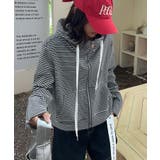 ボーダー柄ジップアップ パーカー | aimoha  | 詳細画像15 