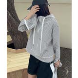 ホワイト | ボーダー柄ジップアップ パーカー | aimoha 