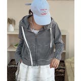 ライトグレー | ボーダー柄ジップアップ パーカー | aimoha 