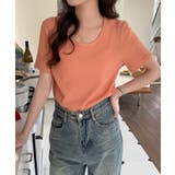 オレンジ | ワッフルTシャツ 韓国ファッション ハイウエスト | aimoha 