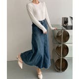 ハイウエスト デニム ロングスカート | aimoha | 詳細画像4