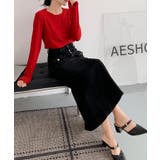 フロントボタン デニム ロングスカート | aimoha | 詳細画像2