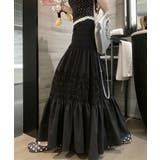 ブラック | ギャザーティアードロングスカート | aimoha