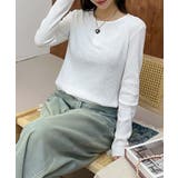 ホワイト | 長袖ヘンリーネックリブTシャツ | aimoha 