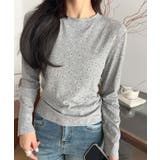 グレー | 花柄プリント長袖Tシャツ | aimoha