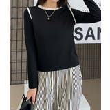 ラインデザインシンプル長袖Tシャツ | aimoha  | 詳細画像3 