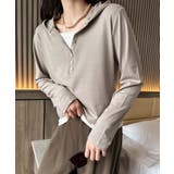 ボタンデザインフード長袖トップス | aimoha  | 詳細画像3 