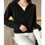 ボタンデザインフード長袖トップス | aimoha  | 詳細画像5 