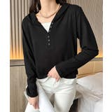 ボタンデザインフード長袖トップス | aimoha  | 詳細画像6 