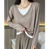 【Banico】Vネックシンプル長袖トップス | aimoha  | 詳細画像1 