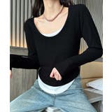 レイヤード風デザイン長袖Tシャツ | aimoha  | 詳細画像6 