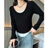 レイヤード風デザイン長袖Tシャツ | aimoha  | 詳細画像2 