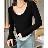 レイヤード風デザイン長袖Tシャツ | aimoha  | 詳細画像3 