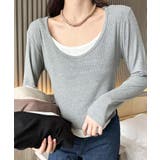 レイヤード風デザイン長袖Tシャツ | aimoha  | 詳細画像4 