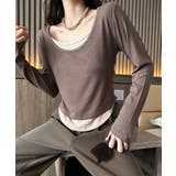 レイヤード風デザイン長袖Tシャツ | aimoha  | 詳細画像8 