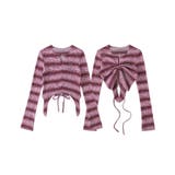 ピンク | for girls バターフライ変形裾グラデーションボーダーカットソー | HOOK