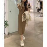 ワンピース 2トーンカラー肩開きニットロングワンピース 韓国ファッション | aimoha | 詳細画像26