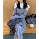 ワンピース 2トーンカラー肩開きニットロングワンピース 韓国ファッション | aimoha | 詳細画像46