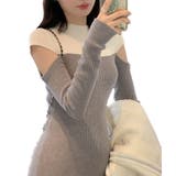 ワンピース 2トーンカラー肩開きニットロングワンピース 韓国ファッション | aimoha | 詳細画像47