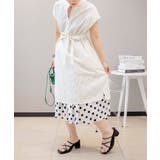 ホワイト | シンプル 綿麻ブレンド 水玉スカート | aimoha 
