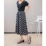 ブラック | シンプル 綿麻ブレンド 水玉スカート | aimoha 