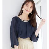 ネイビー | 2WAYシフォンタックブラウス(7分袖) | alotta