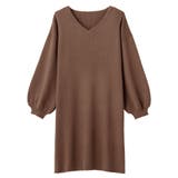 ブラウン | もっちりパフ袖ニットワンピース | alotta