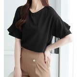 ブラック | フリル袖Tシャツブラウス | alotta