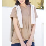 モカ | 綿100%ゆったり裾タックTシャツ | Viola e Viola