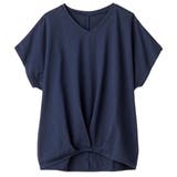 ネイビー | 綿100%ゆったり裾タックTシャツ | Viola e Viola