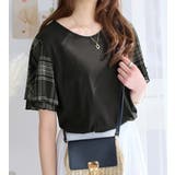 ブラック系チェック | 袖シフォンゆるTシャツ | Viola e Viola