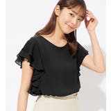 ブラック | 楊柳シフォン袖フリルブラウス | alotta