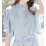 アイスグレー | 楊柳シフォンバンドカラーブラウス | alotta