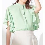 ミント | 楊柳シフォンバンドカラーブラウス | alotta