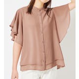 ピンクベージュ | 楊柳シフォンバンドカラーブラウス | alotta