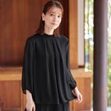 ブラック | フリル衿シフォンタックブラウス | Viola e Viola