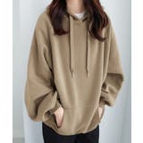 モカ | 裏起毛パフ袖ゆったりパーカー       | alotta