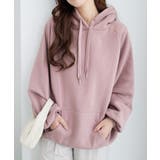 スモーキーピンク | 裏起毛パフ袖ゆったりパーカー       | alotta