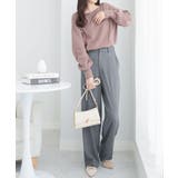 ボートネック×袖パールの上品トップス パール調ボタン付ミラノリブニット | alotta | 詳細画像20