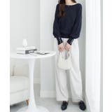 ボートネック×袖パールの上品トップス パール調ボタン付ミラノリブニット | alotta | 詳細画像26