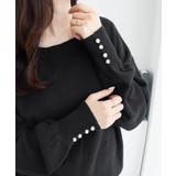ボートネック×袖パールの上品トップス パール調ボタン付ミラノリブニット | alotta | 詳細画像4