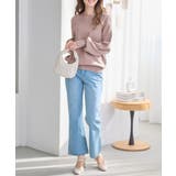 ボートネック×袖パールの上品トップス パール調ボタン付ミラノリブニット | alotta | 詳細画像21