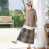 グレージュ | レイヤード風パーカーチュニック | Viola e Viola