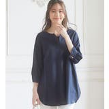 ネイビー | 衿フェイク裾ラウンドチュニック | alotta