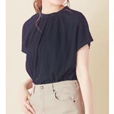 ネイビー | ギャザーデザインカットソーブラウス | alotta