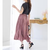 サテン素材ギャザーフレアースカート | alotta | 詳細画像8 