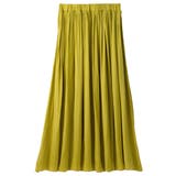 イエロー | サテン素材ギャザーフレアースカート | alotta