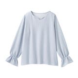 サックス系ストライプ | キャンディースリーブハートネックブラウス | alotta