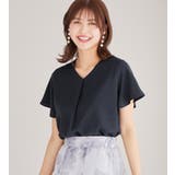 ダークネイビー | シフォンレイヤードVネックブラウス | alotta