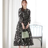 ブラック系花柄 | 柄アソートギャザーデザインワンピース   | alotta